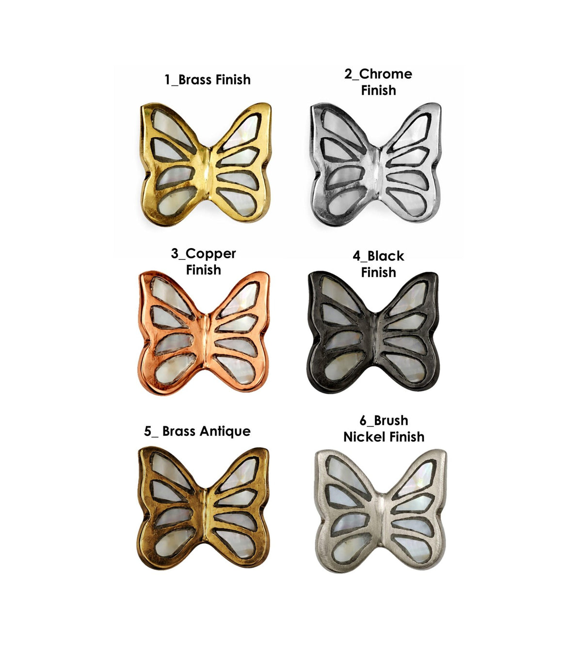 Mother of Pearl Brass Butterfly Cabinet Knob