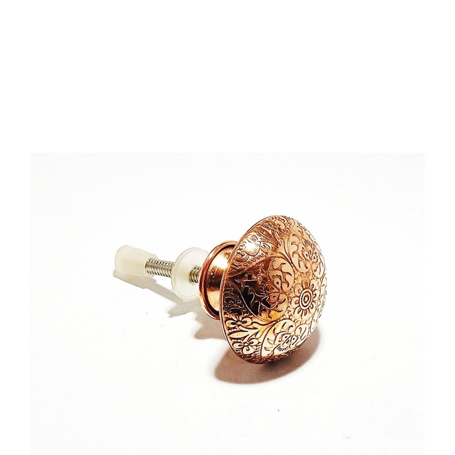 Etched Copper Drawer Knob | Rose Gold Floral Cabinet Knob