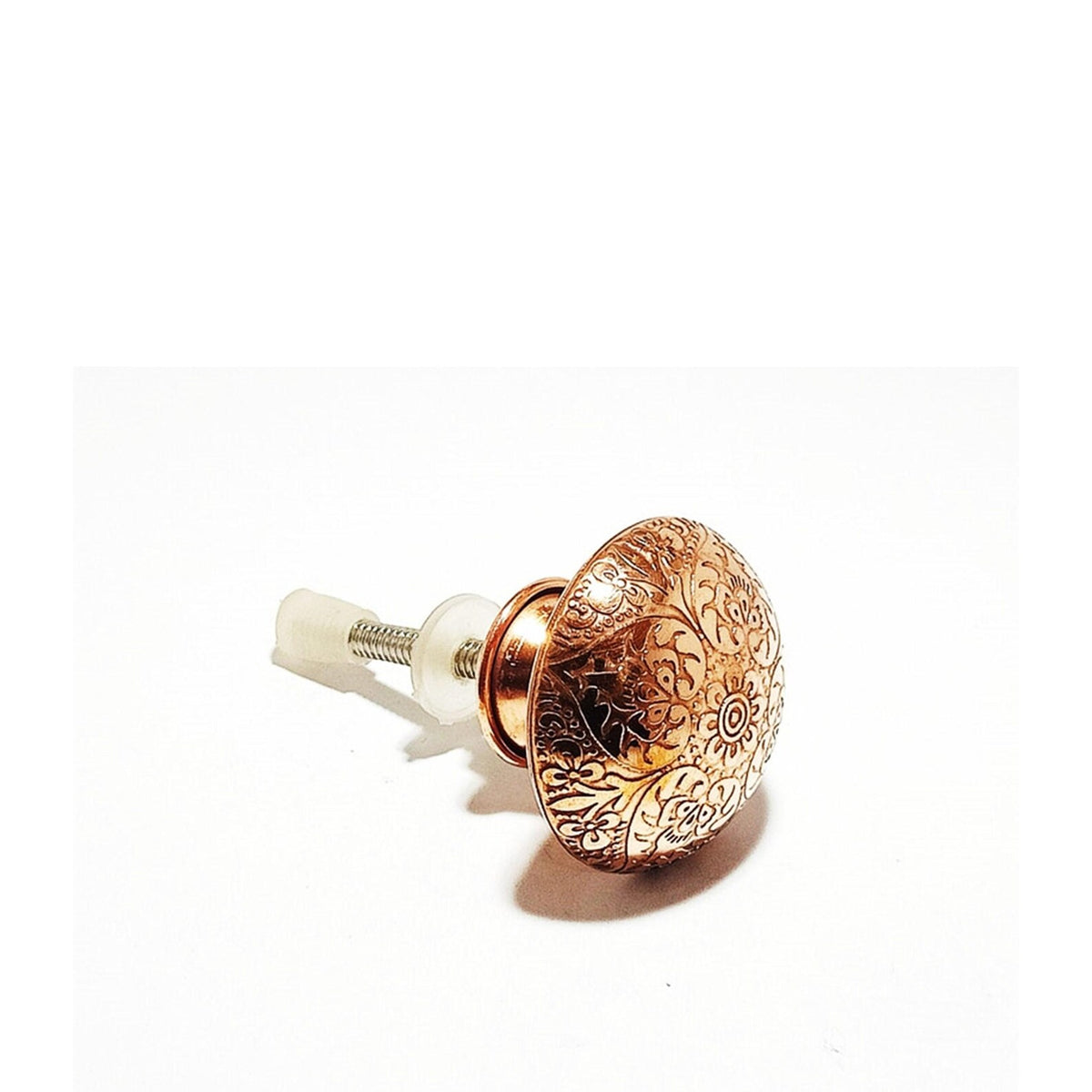 Etched Copper Drawer Knob | Rose Gold Floral Cabinet Knob