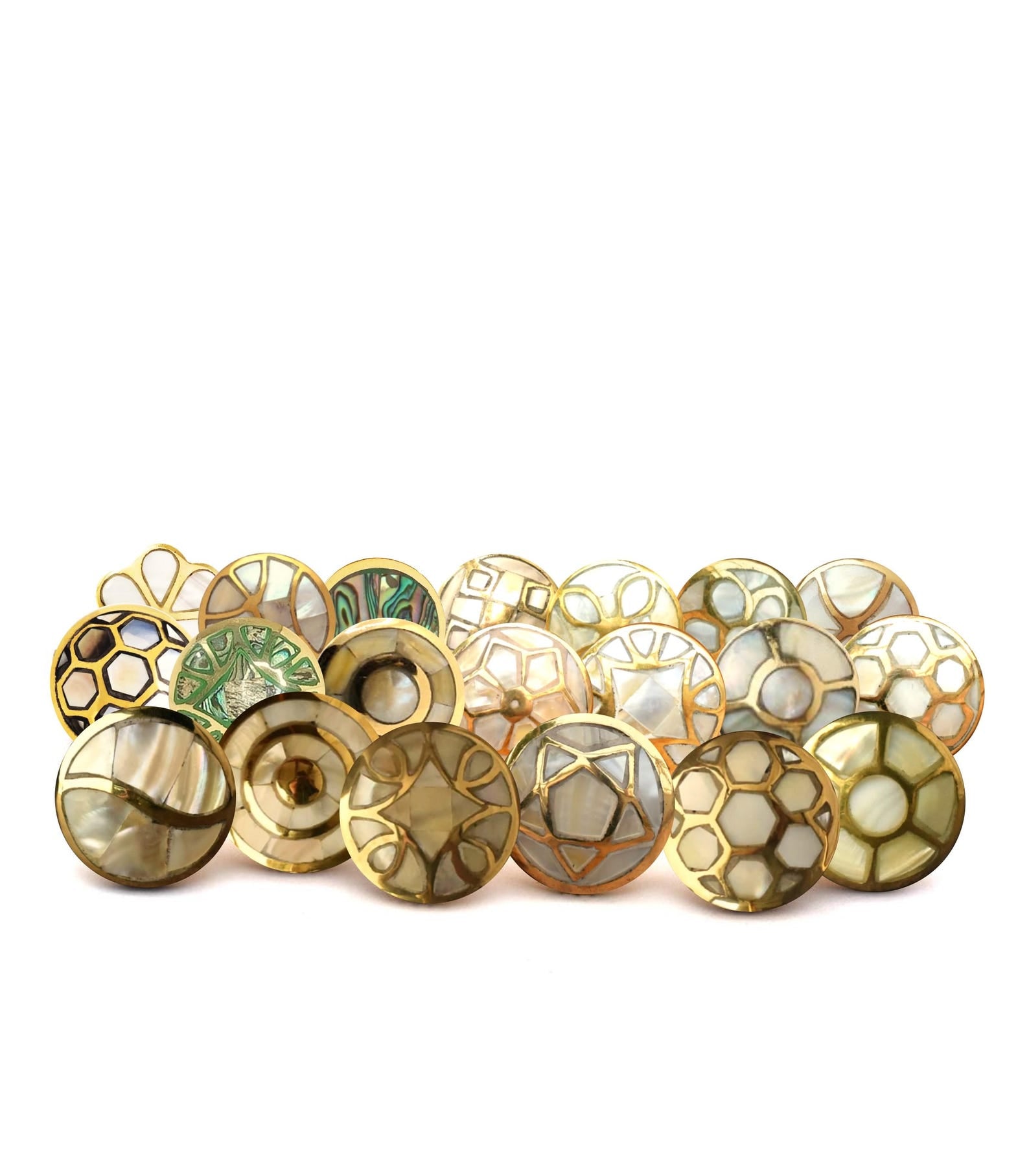 Brass Mother of Pearl Knob Cabinet Drawer Pulls