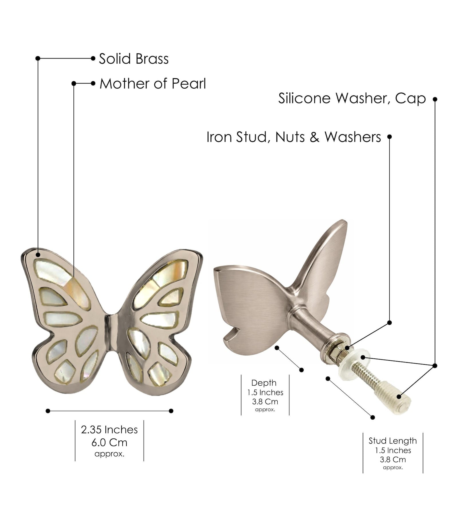 Mother of Pearl Butterfly Cabinet Knob