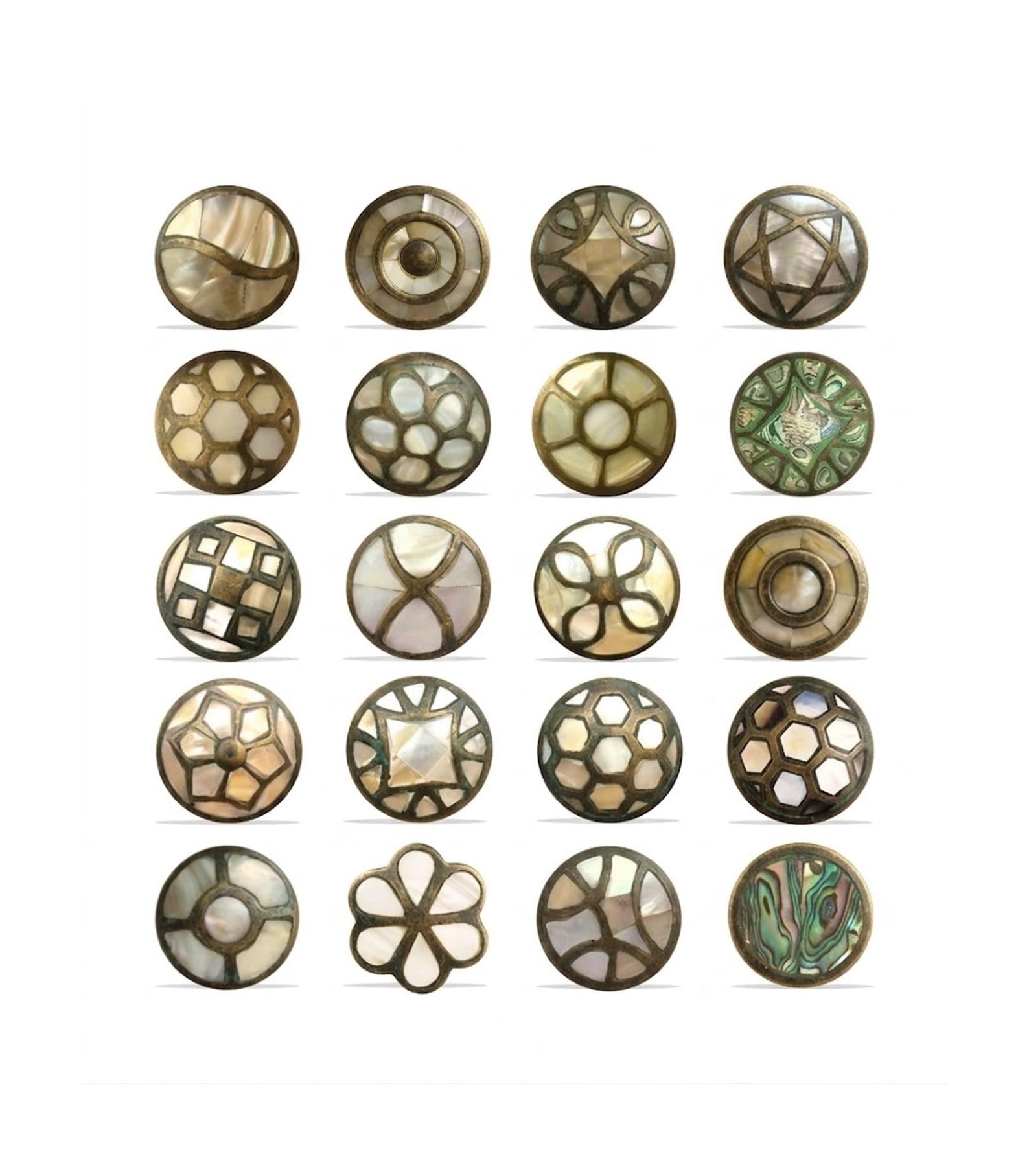 Mother of Pearl Brass Cabinet Knobs