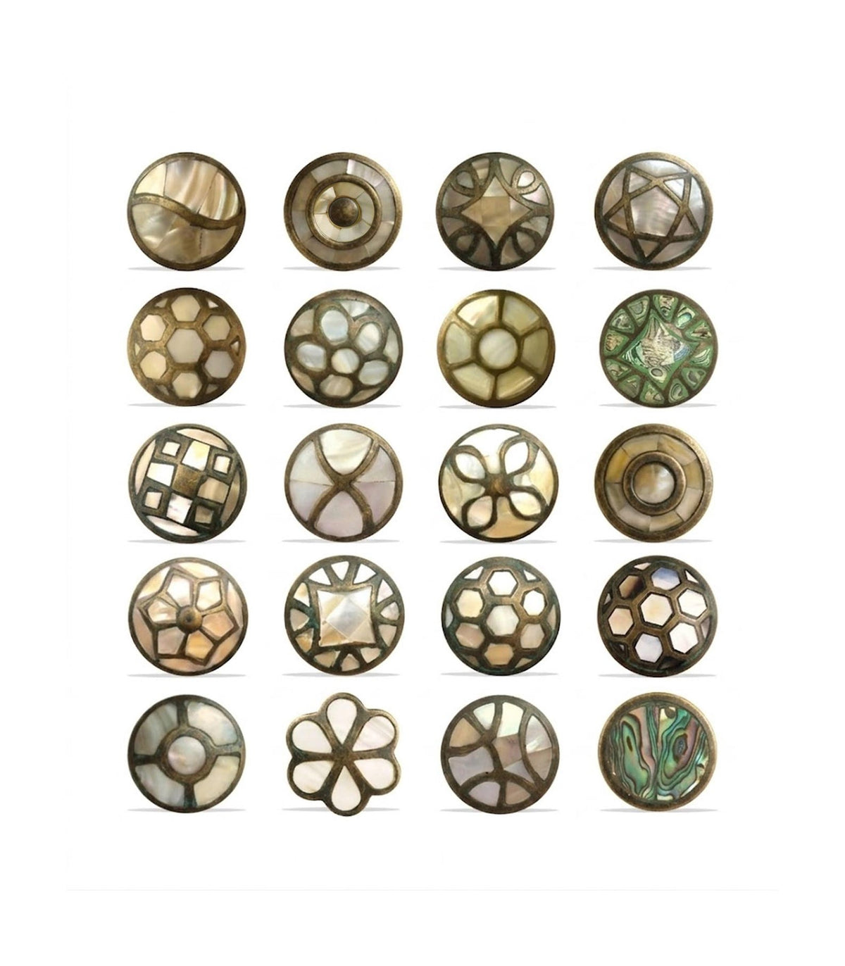 Mother of Pearl Brass Cabinet Knobs