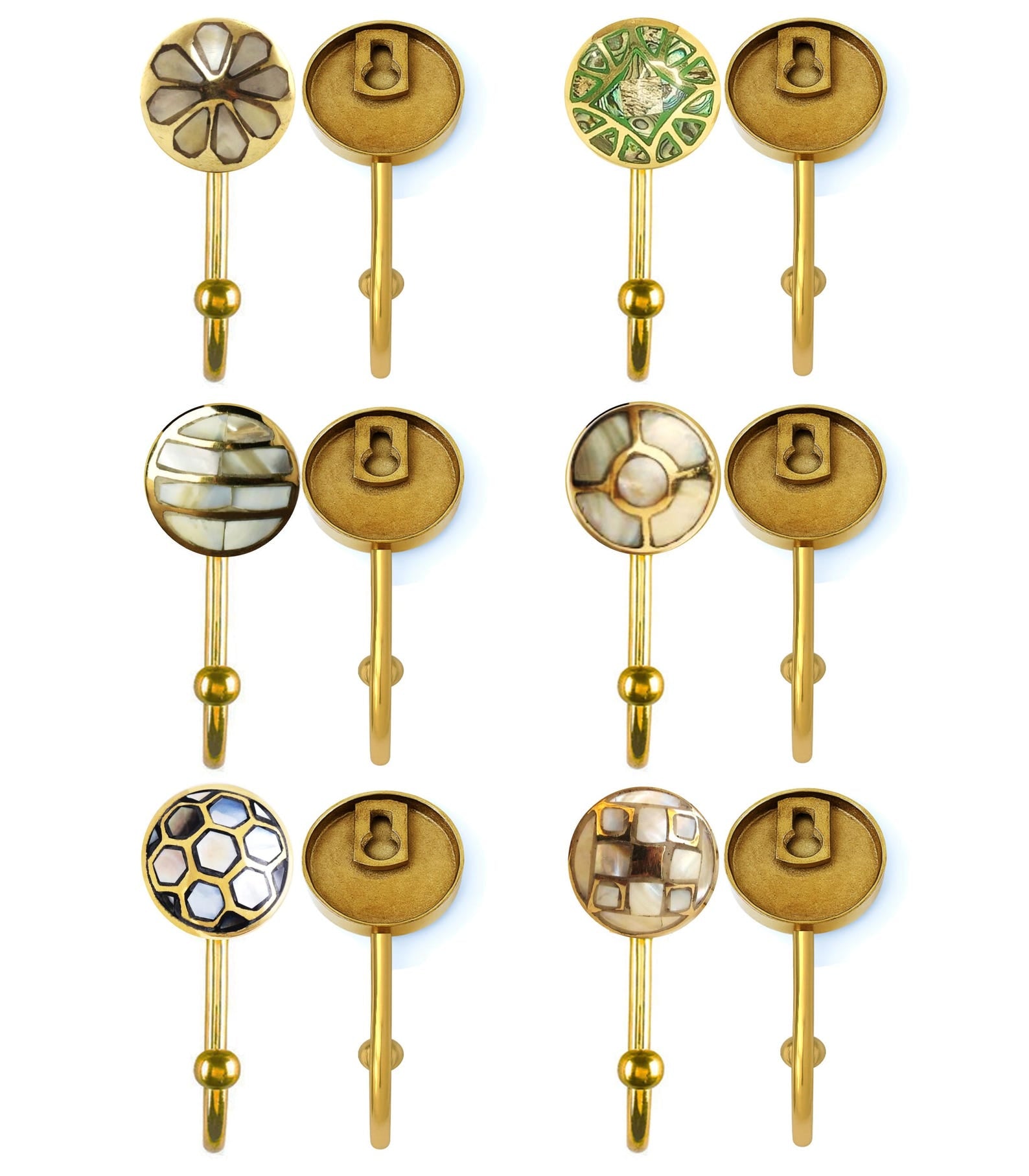Mother of Pearl Brass Wall Hooks