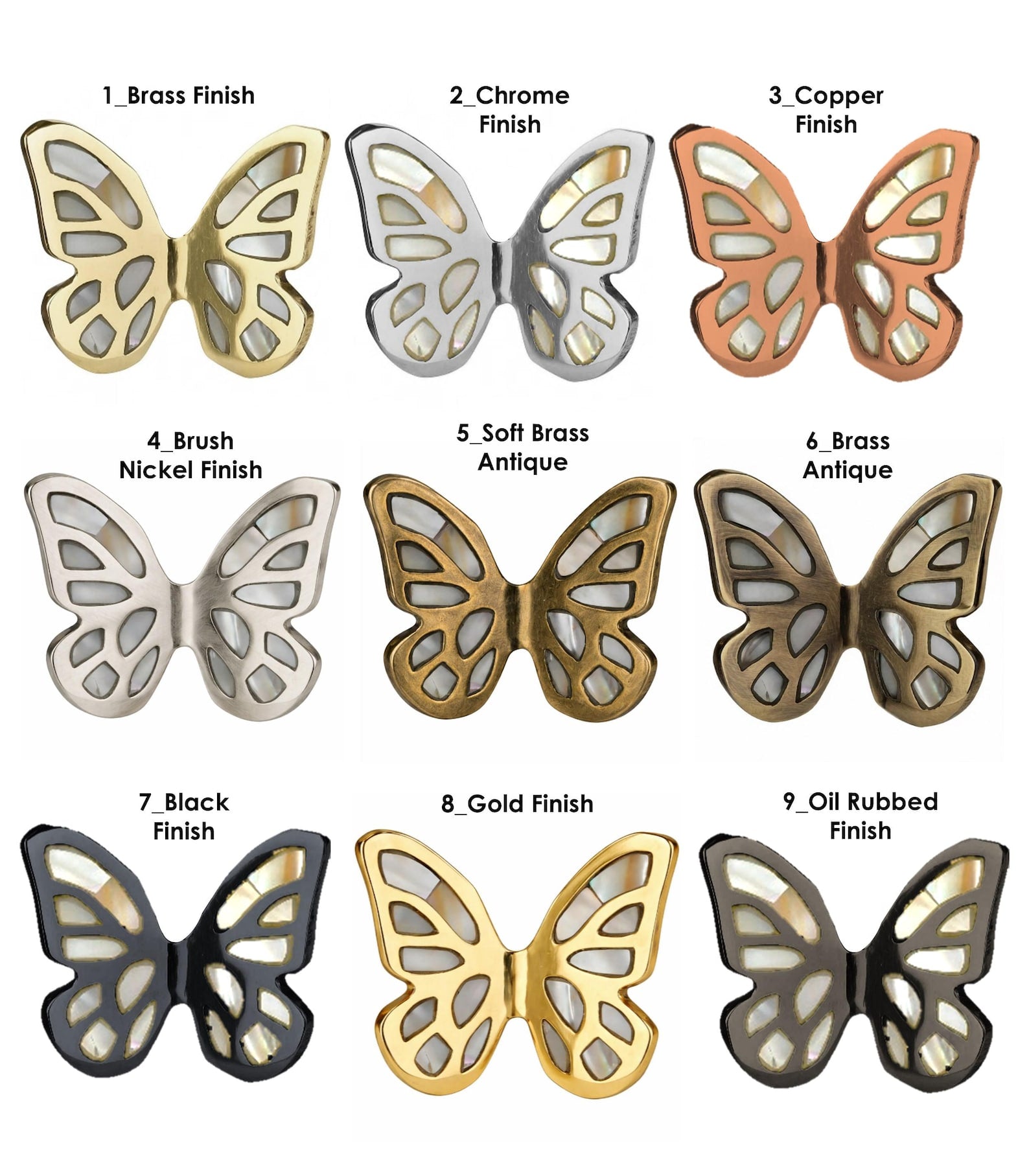 Mother of Pearl Butterfly Cabinet Knob
