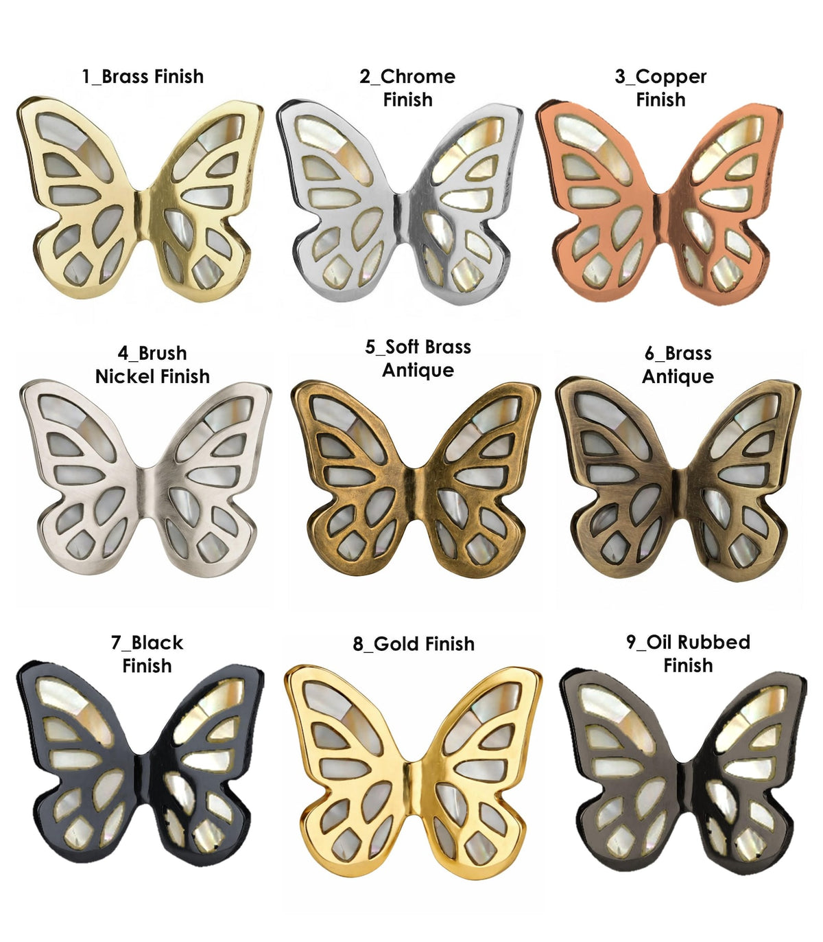 Mother of Pearl Butterfly Cabinet Knob