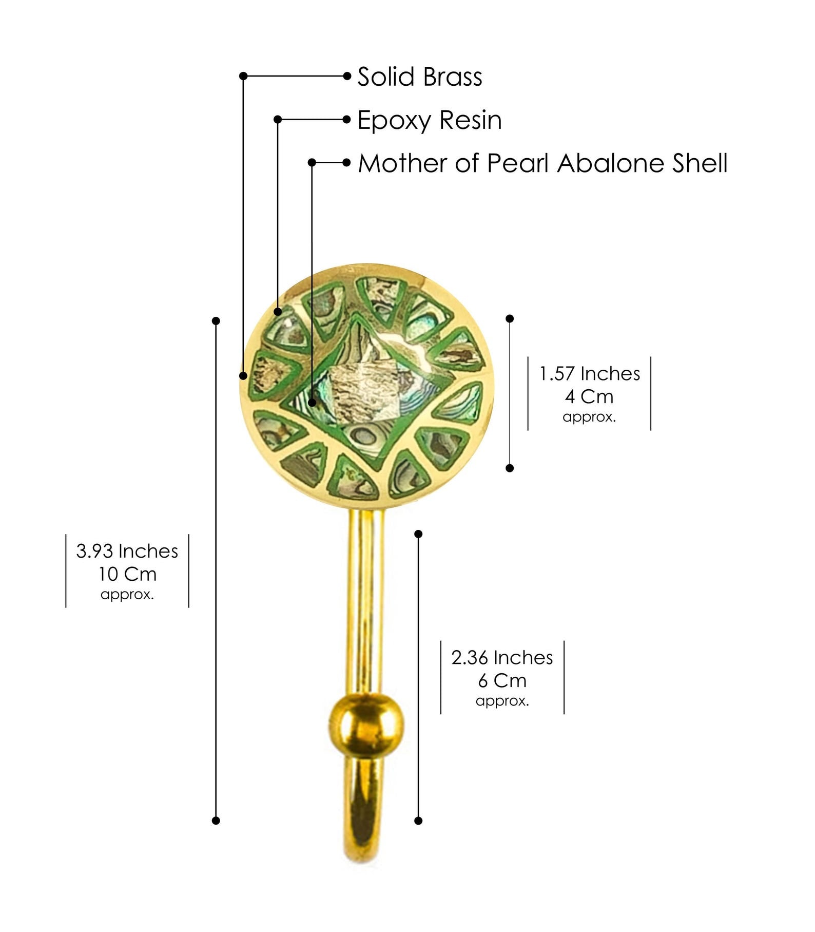 Mother of Pearl Brass Wall Hooks