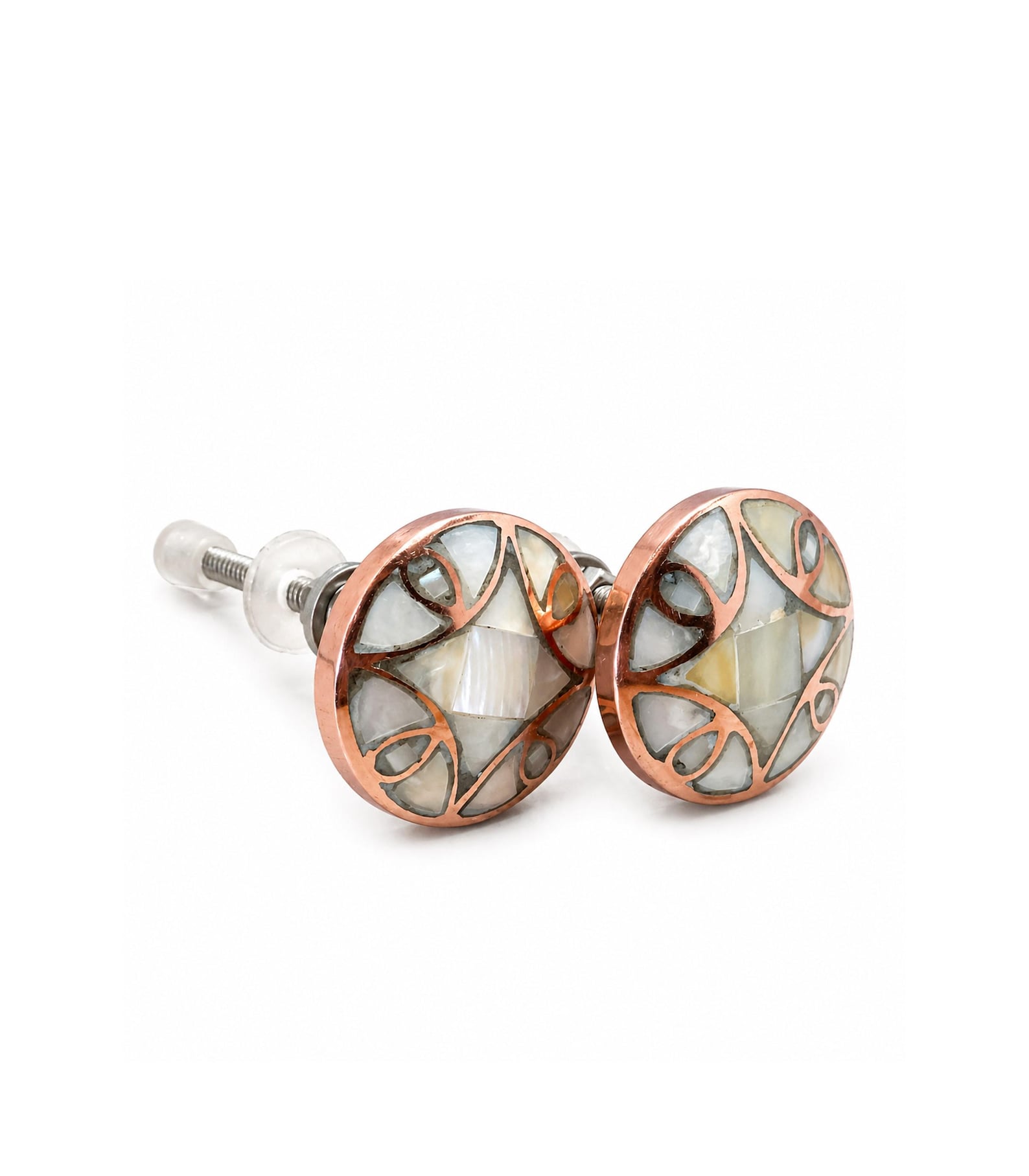Handmade Mother of Pearl Copper Cabinet Knob