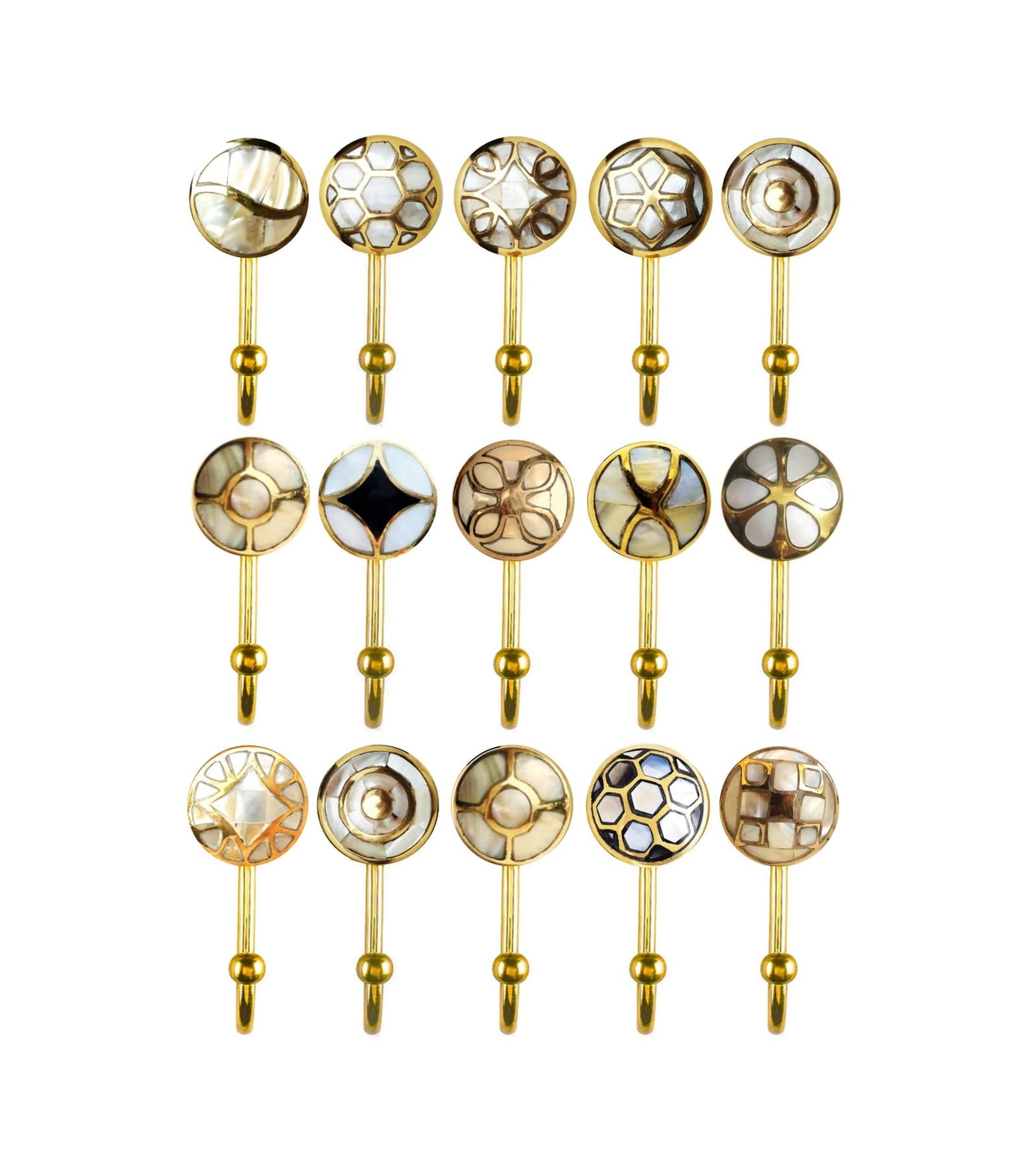 Mother of Pearl Brass Wall Hooks