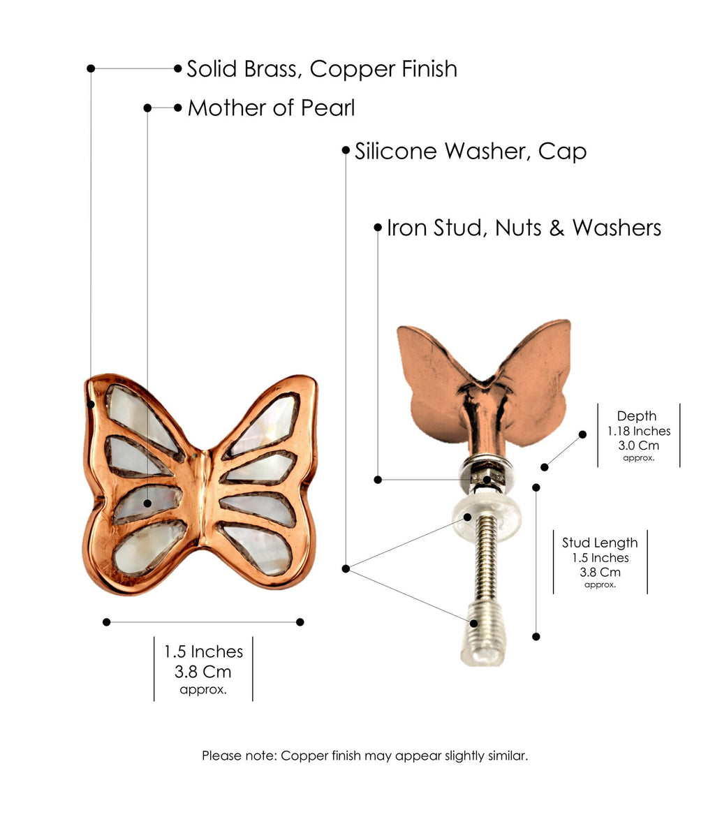 Mother of Pearl Brass Butterfly Cabinet Knob