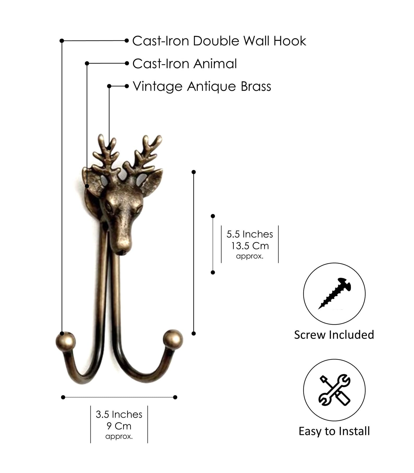 Antique Animal Double Hooks