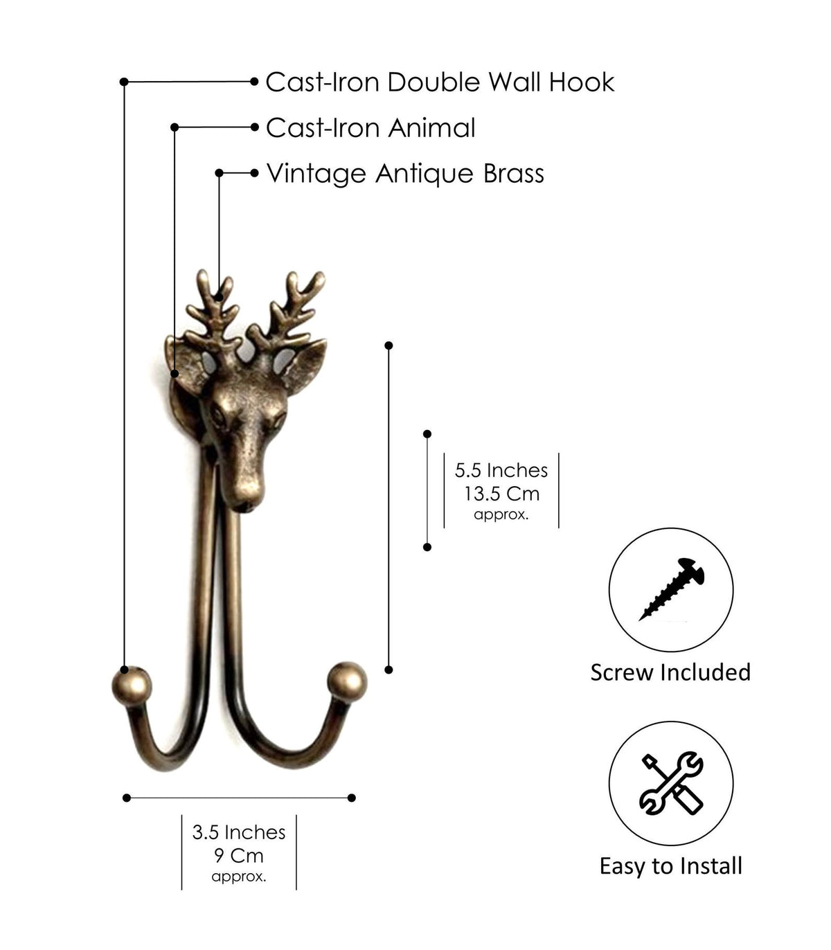 Antique Animal Double Hooks