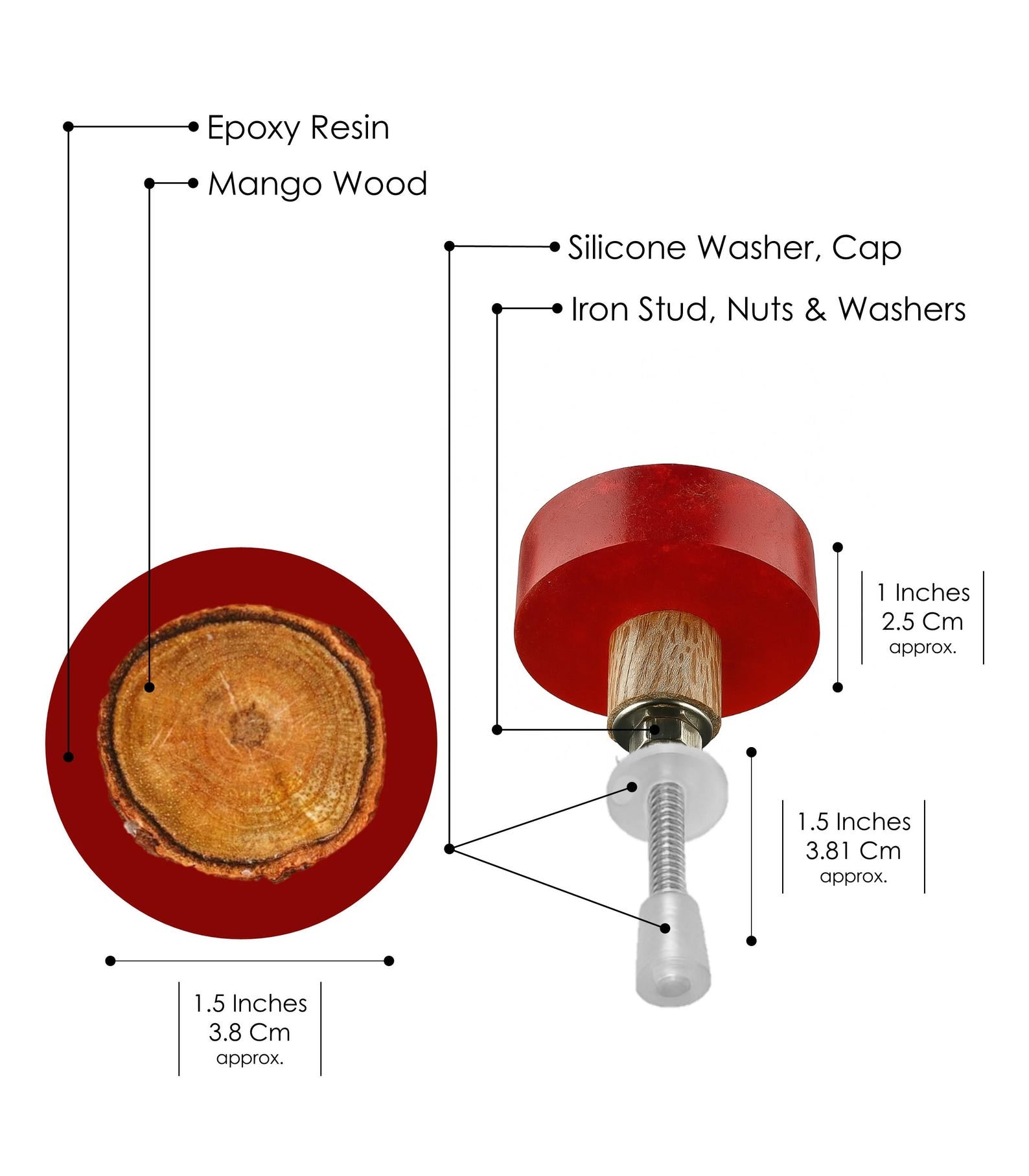 Colorful Resin & Wood Cabinet Knob