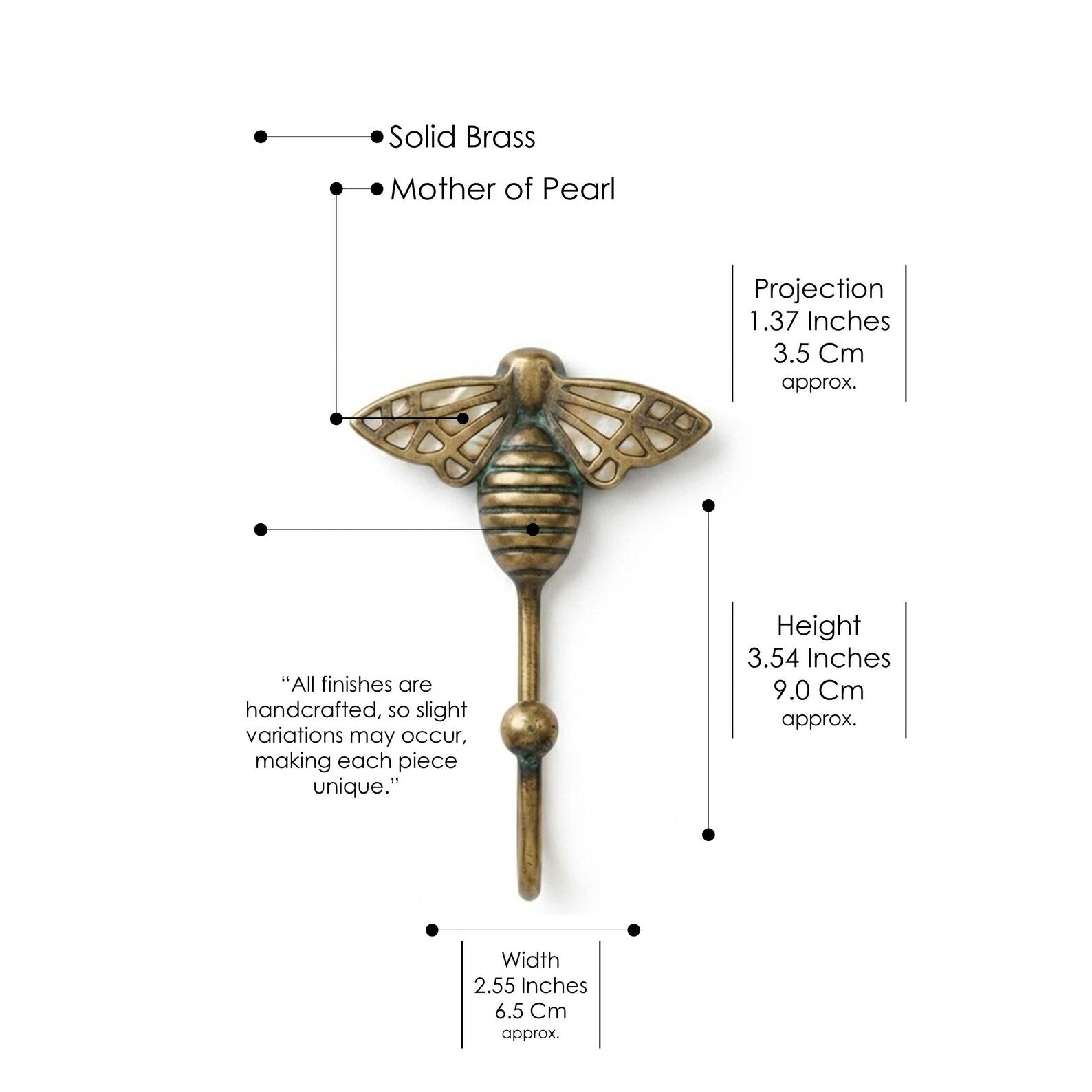 Decorative Bumblebee Wall Hook & Cabinet Pull