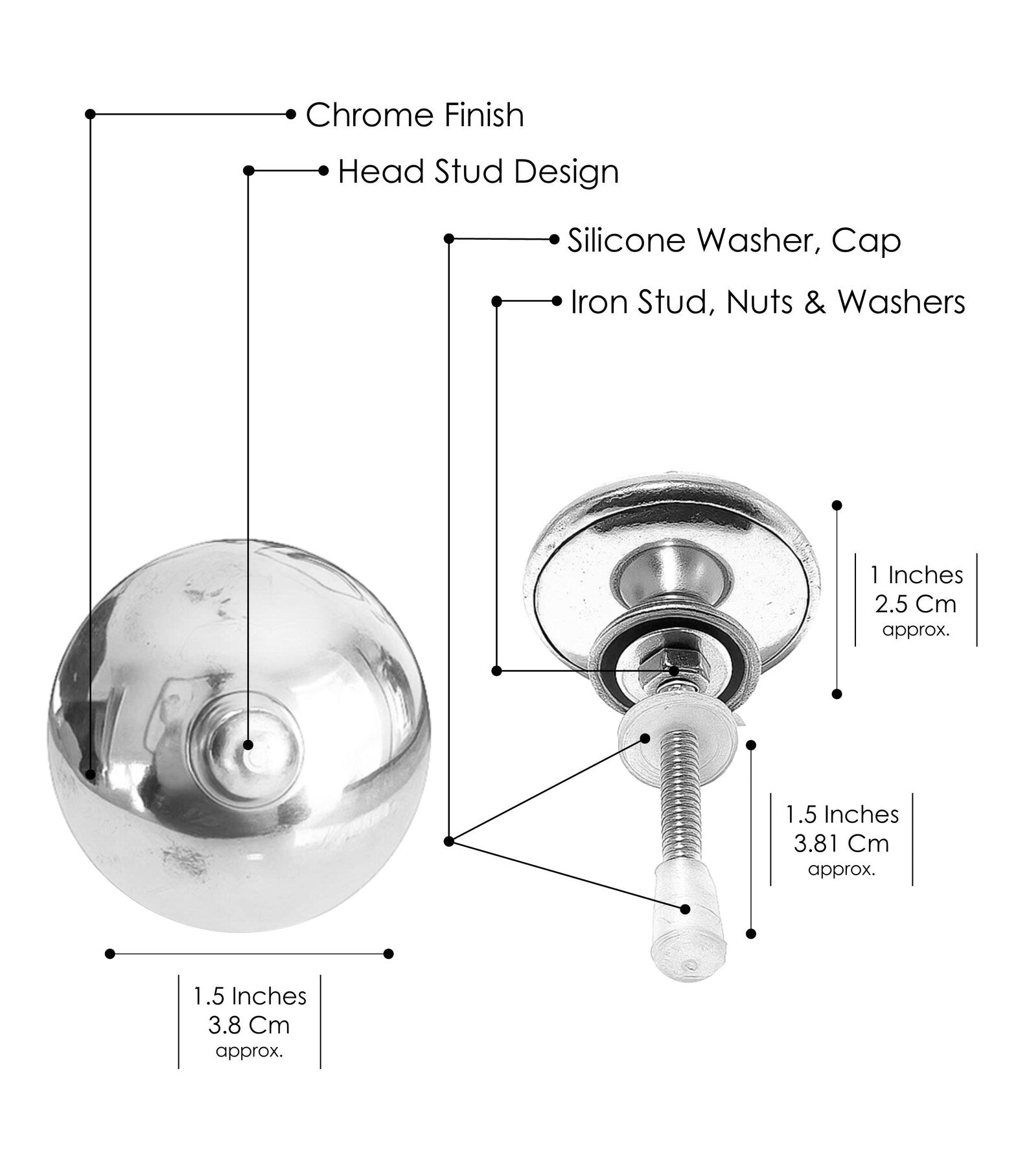Solid Brass Chrome Cabinet Knobs