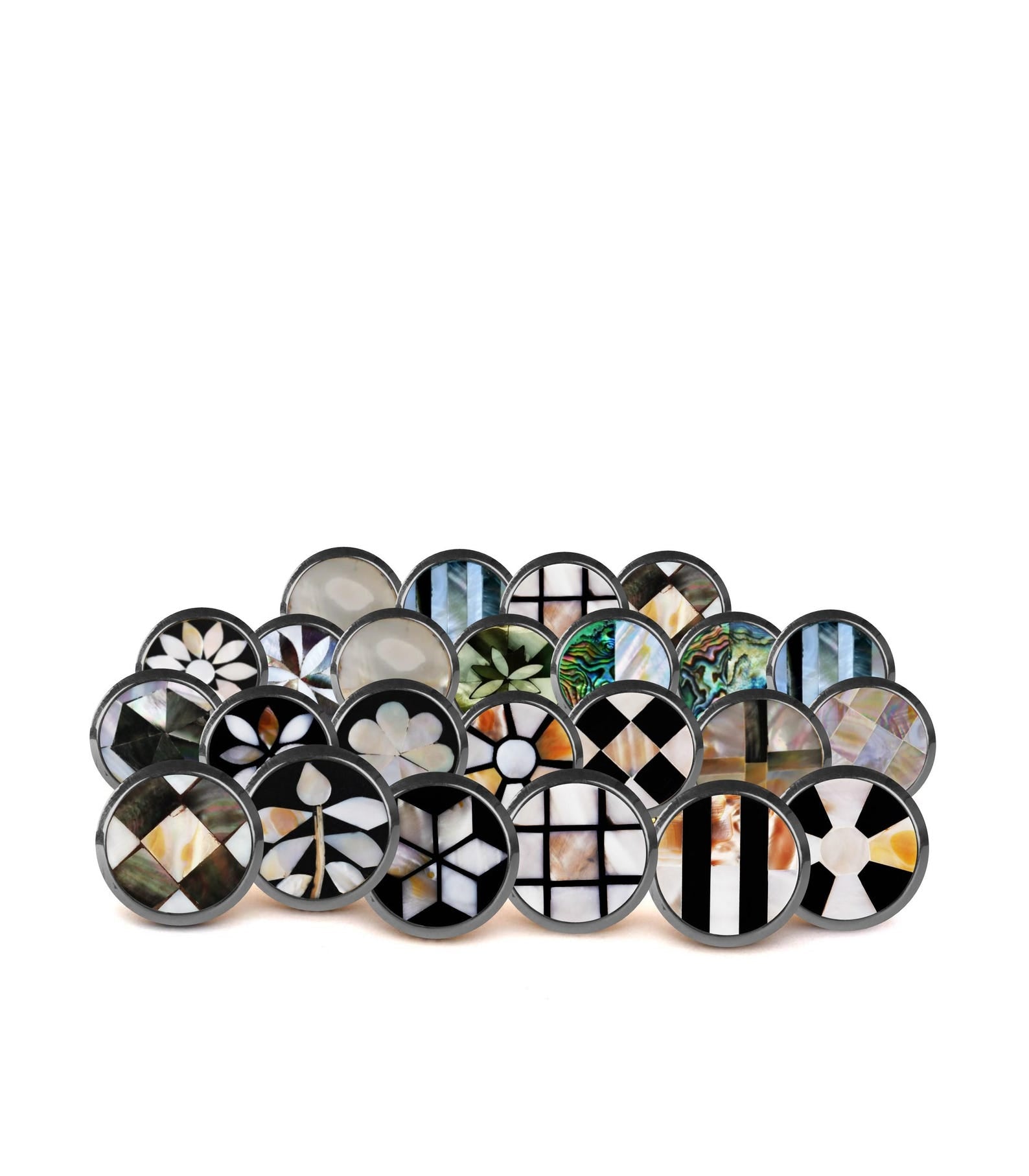 Handcrafted Mother of Pearl Chrome Cabinet Knobs