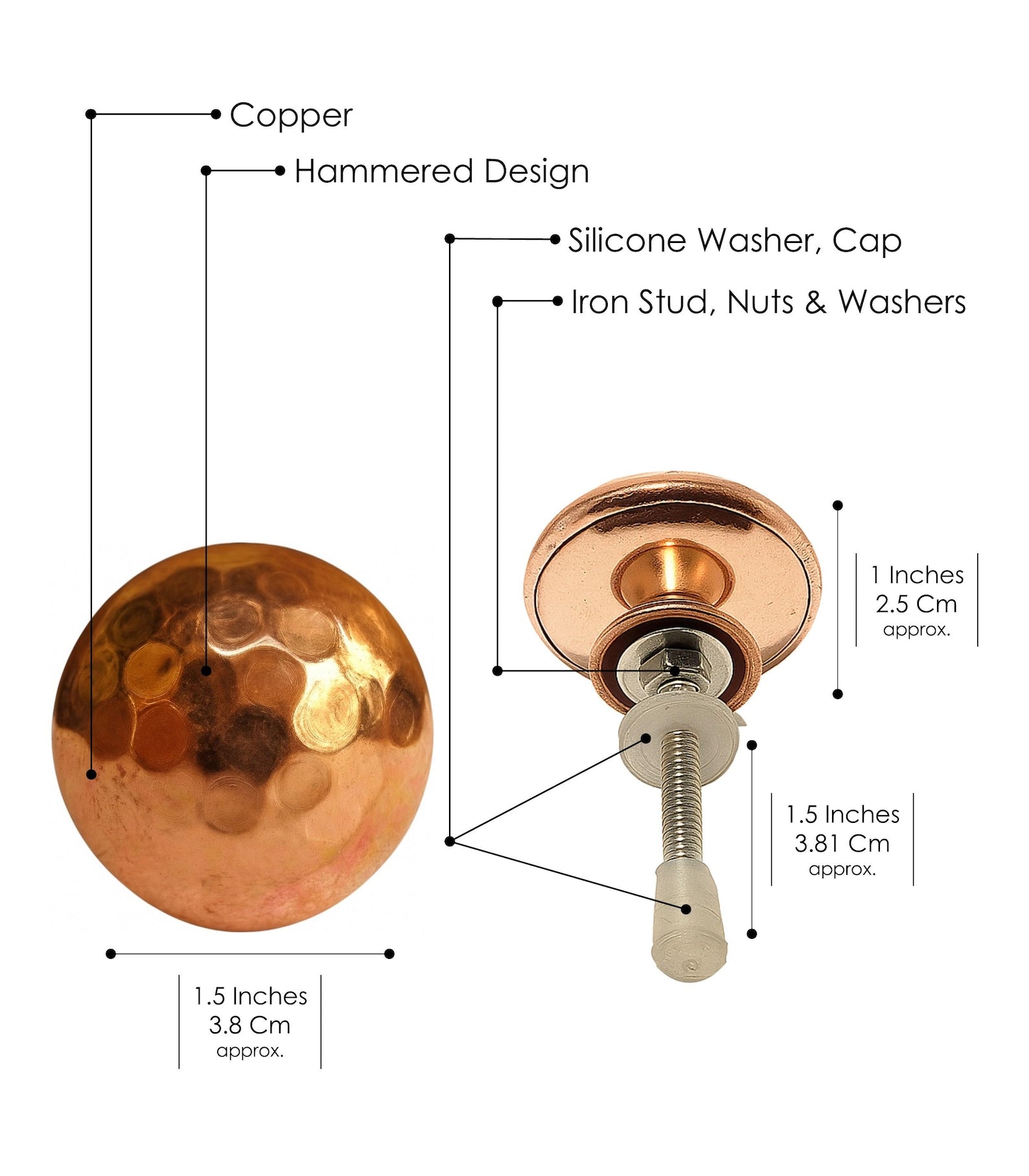 Handmade Copper Cabinet Knob: Rustic Farmhouse Hardware