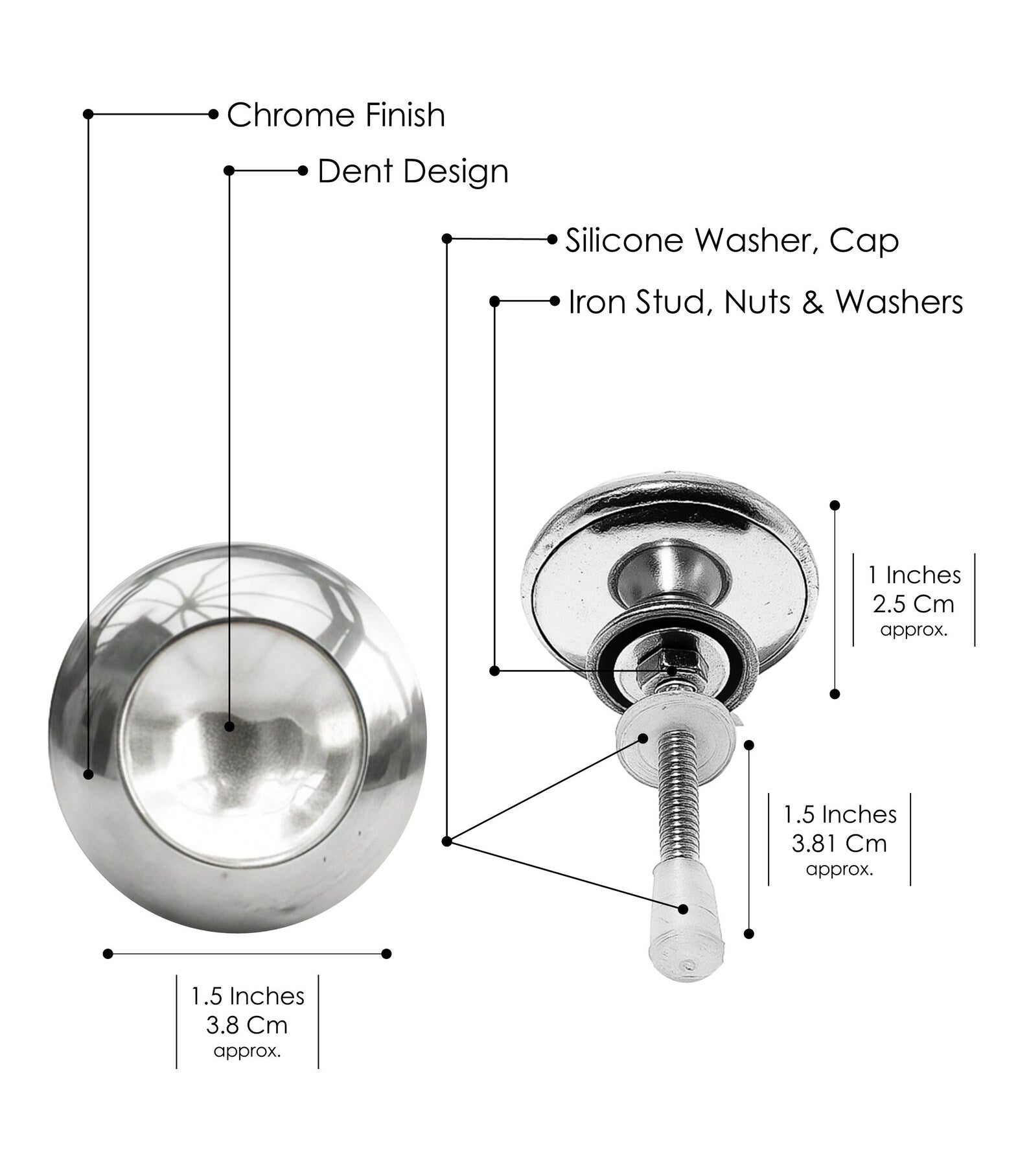 Solid Brass Chrome Cabinet Knobs